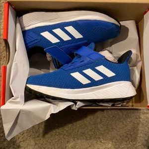 Adidas blue and white toddler shoes size 9
